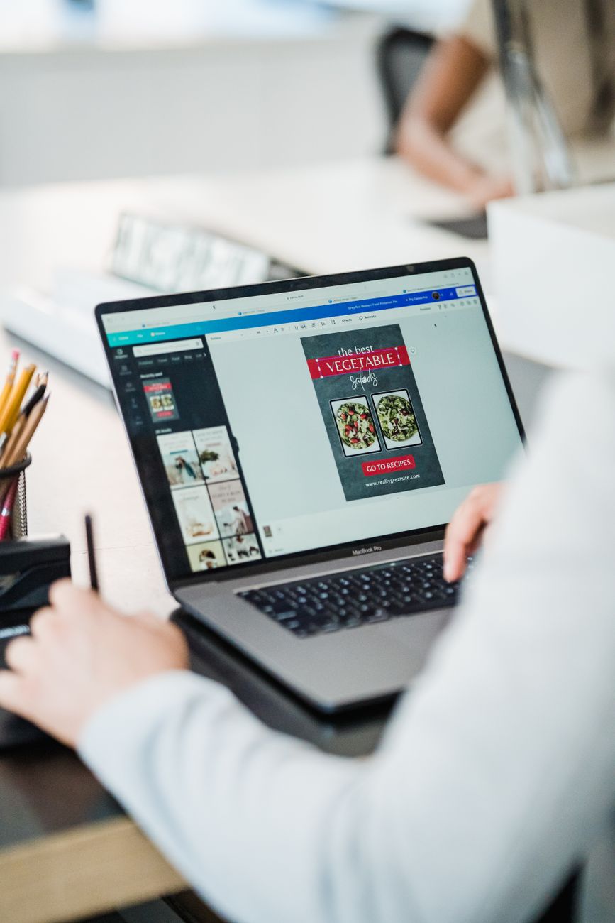 close up of woman working with laptop